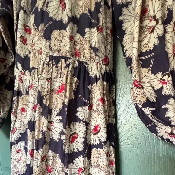 ❤️ THE GREAT FLOWY DAISY FLORAL COTTON MIDI DRESS BALLOON SLEEVES PEASANT BOHO - Picture 6 of 10